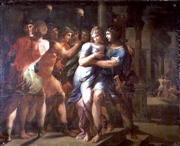 O Rapto de Chariclo (óleo sobre tela) de Fontainebleau School