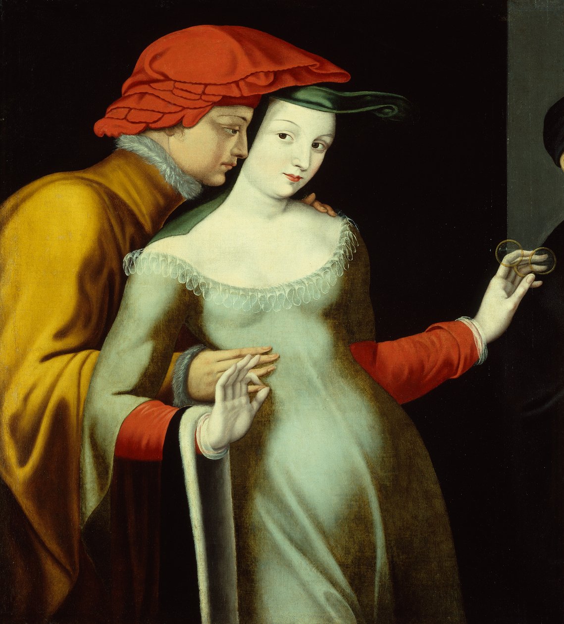 Os Amantes, c.1600 (óleo sobre tela) de Fontainebleau School