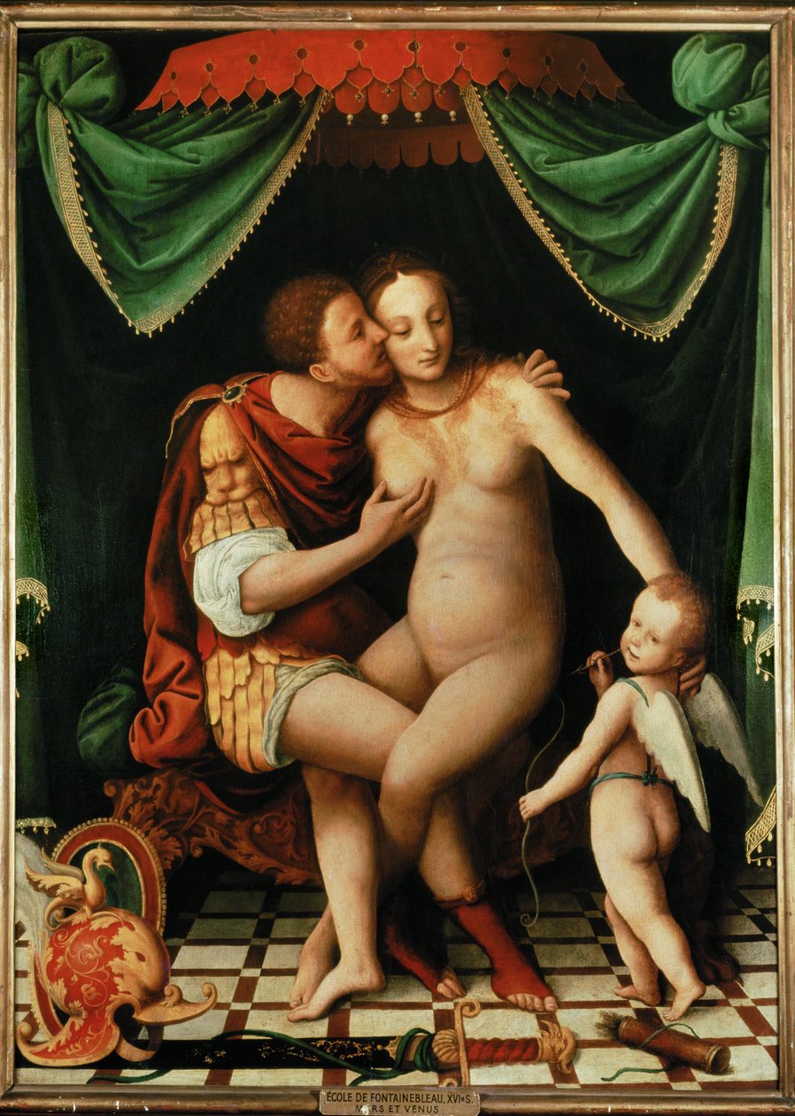 Vénus e Marte (pintura sobre tela) de Fontainebleau School