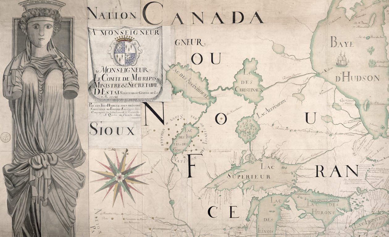 Mapa da Nova França (Canadá) 1699 (ver também 159120) de Fonville