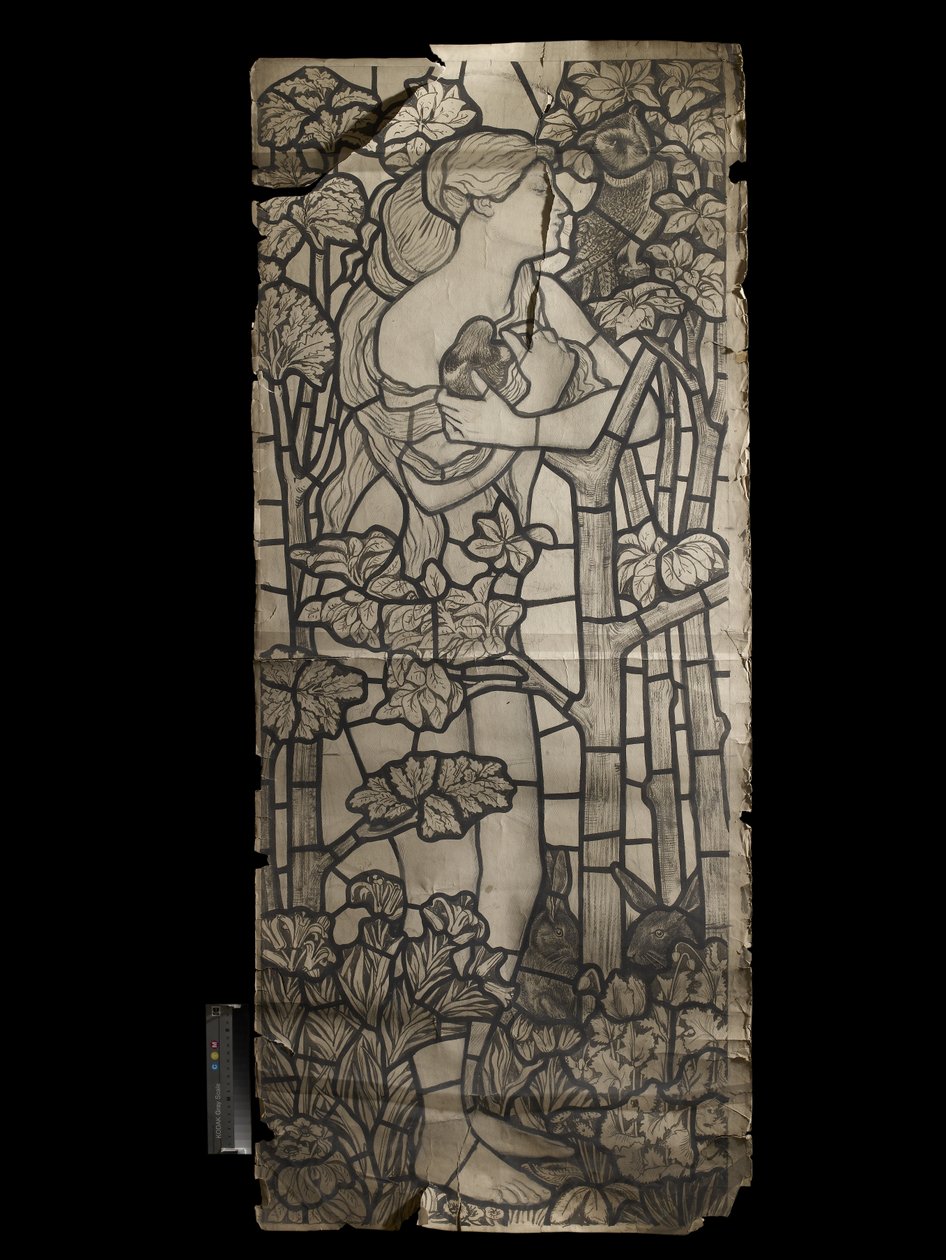 Desenhos animados para uma janela de vitral de Eva, 1862 (giz preto com caneta e escova e lavagem) de Ford Madox Brown