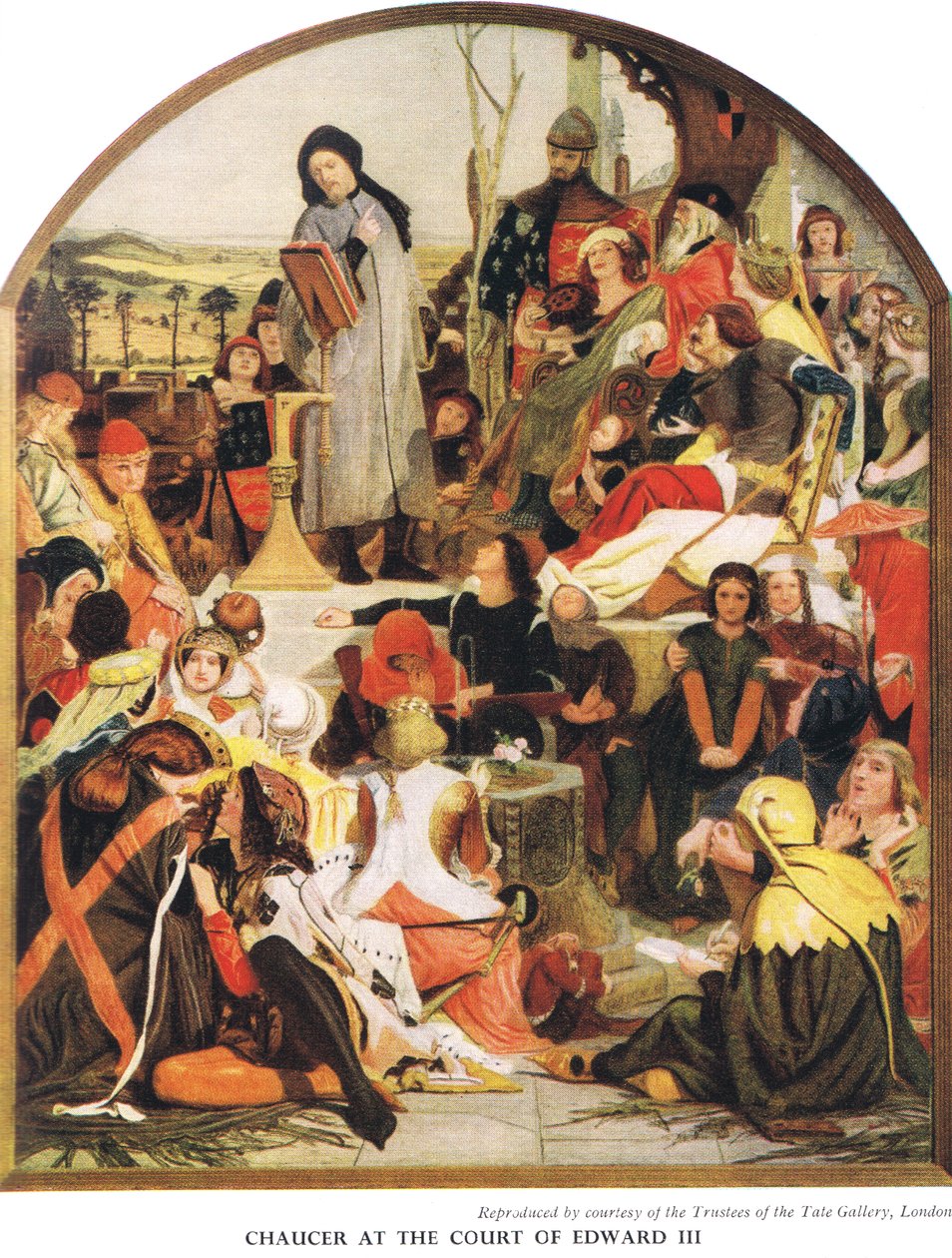 Chaucer na corte de Edward III, c.1940s de Ford Madox Brown
