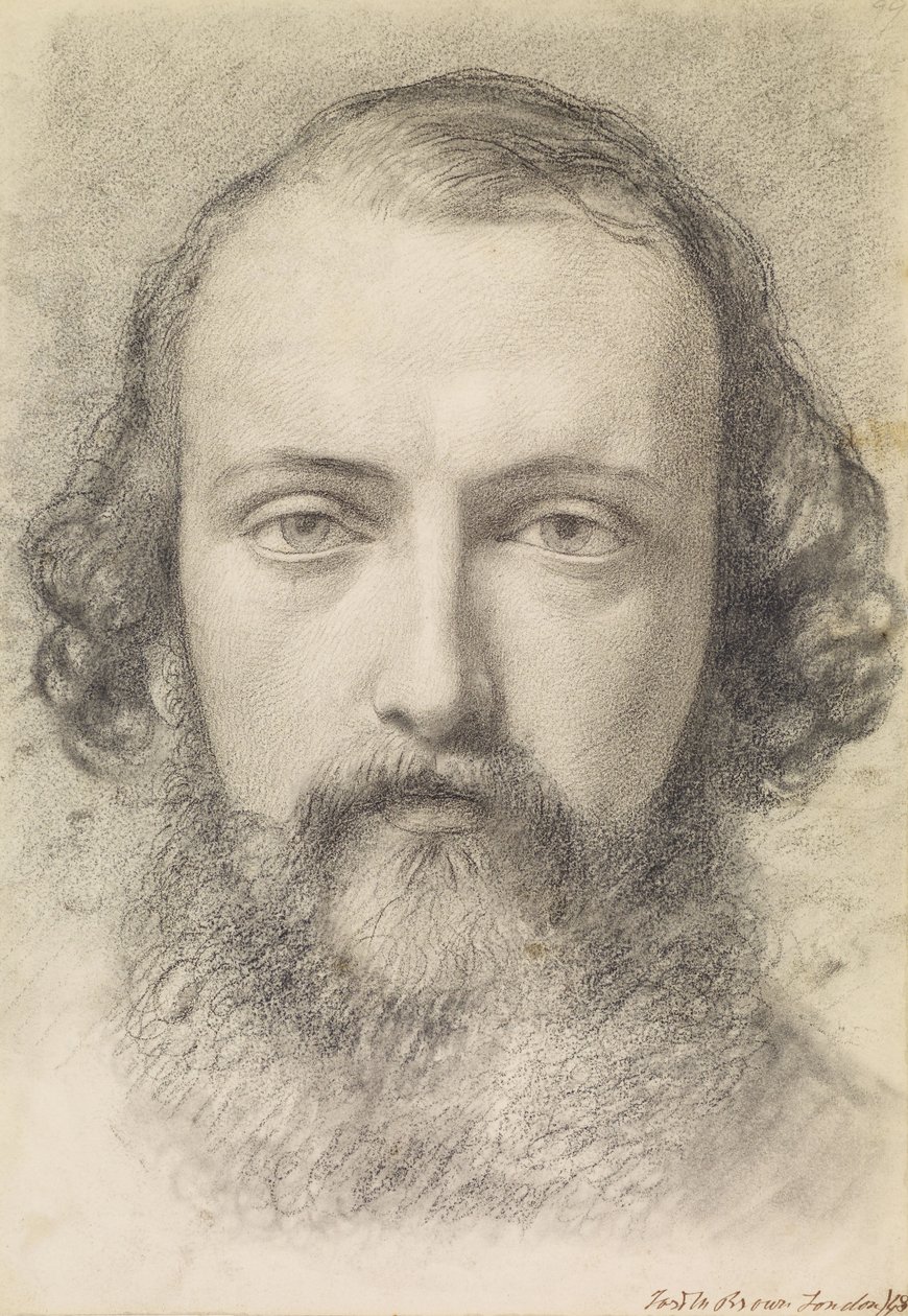 Estudo de Cabeça de Retrato de Daniel Casey (Face Completa) de Ford Madox Brown