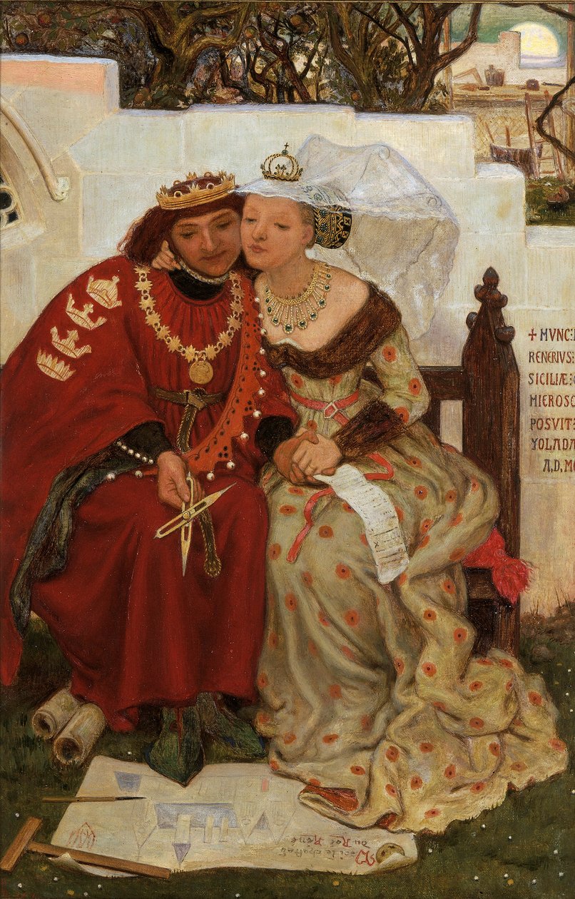 Lua de Mel do Rei René: Arquitetura, 1864 de Ford Madox Brown