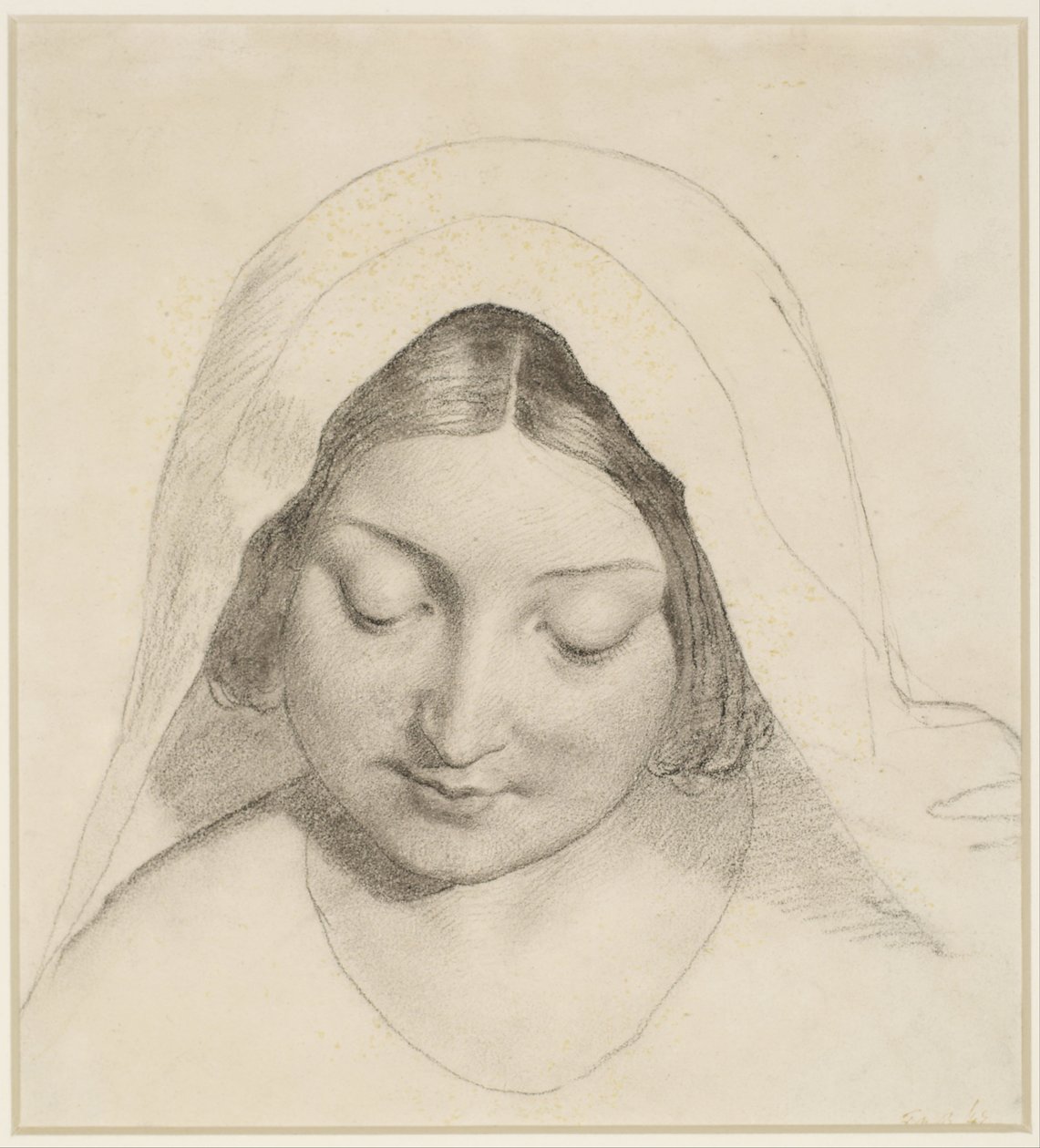 Oure Ladye de sábado à noite - Estudo para a cabeça da Madona de Ford Madox Brown