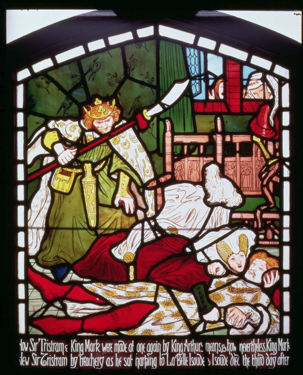 A morte de Sir Tristan, de "A história de Tristão e Isolda", William Morris und Co. (vitral) de Ford Madox Brown