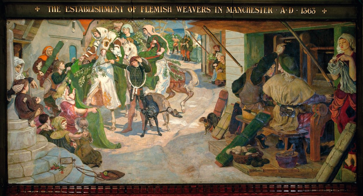 O estabelecimento dos tecelões flamengos em Manchester em 1363 de Ford Madox Brown