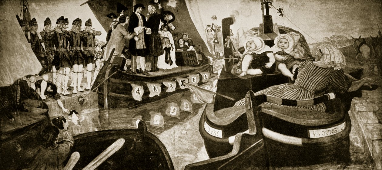 A abertura do canal de Bridgewater, 1768, ilustração da "História da nação britânica" de Hutchinson, c.1923 de Ford Madox Brown