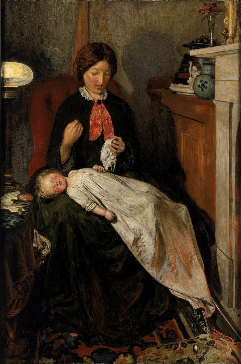 À espera: uma lareira inglesa de 1854-55 de Ford Madox Brown
