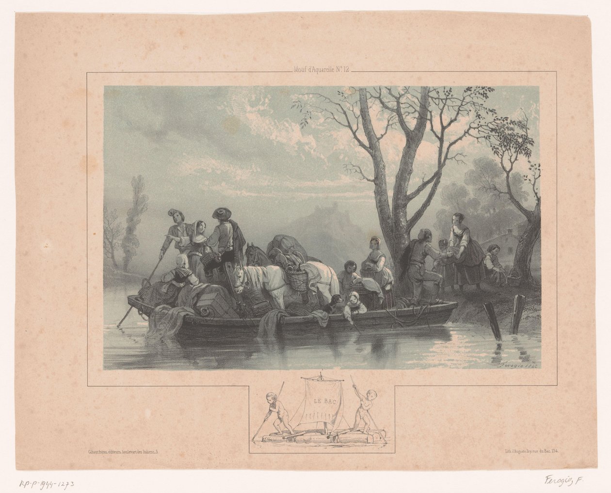 Ferry com cavalos e passageiros
Le bac (título sobre o objecto)
Motivos para aguarela (título da série)
Motivos d