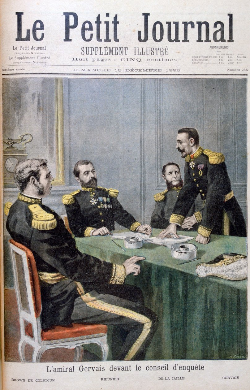 Almirante Gervais em frente ao conselho de investigação, 1895 de Fortuné Méaulle
