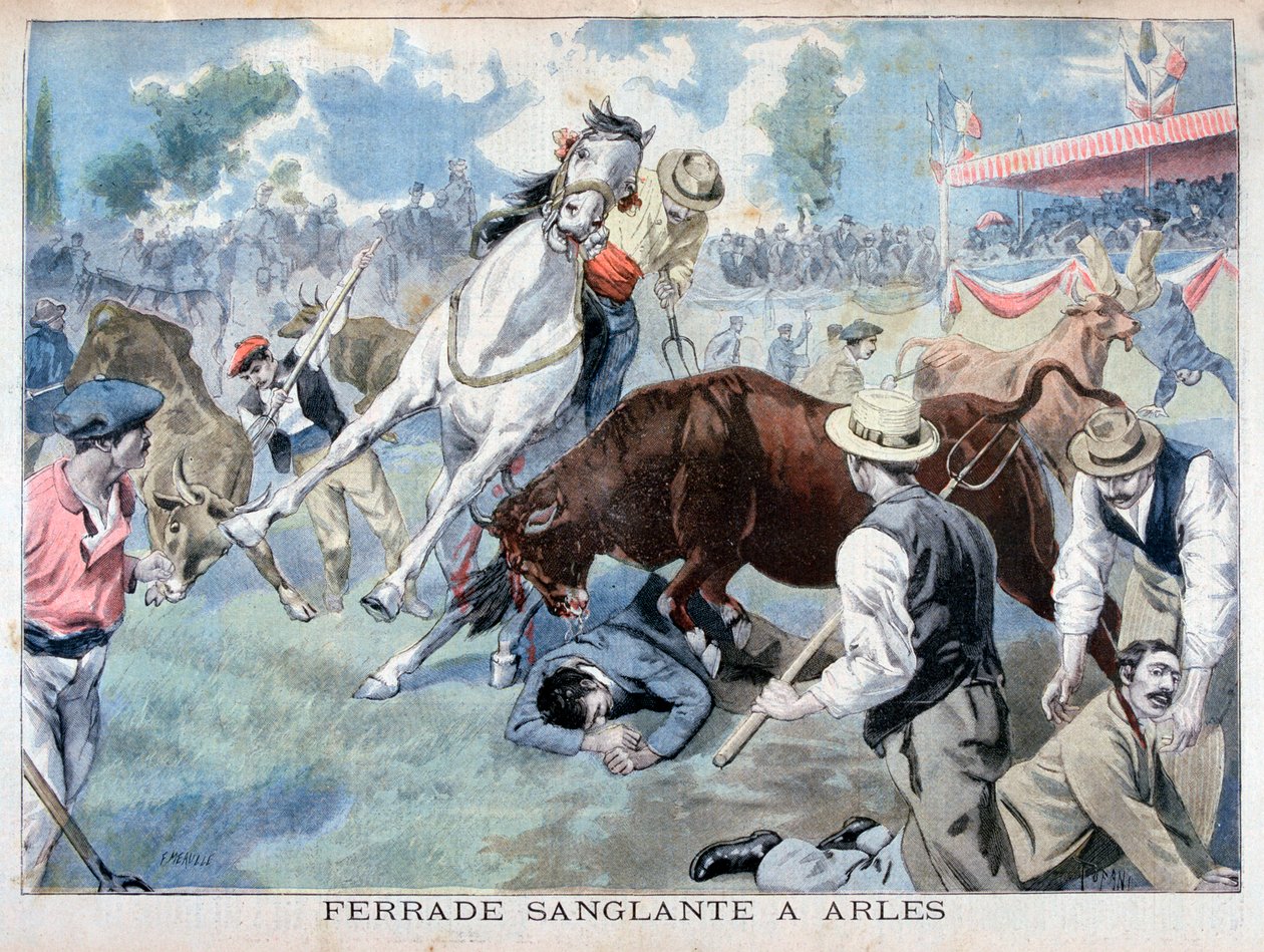 Incidente da tourada, Arles, França, 1898 de Fortuné Méaulle