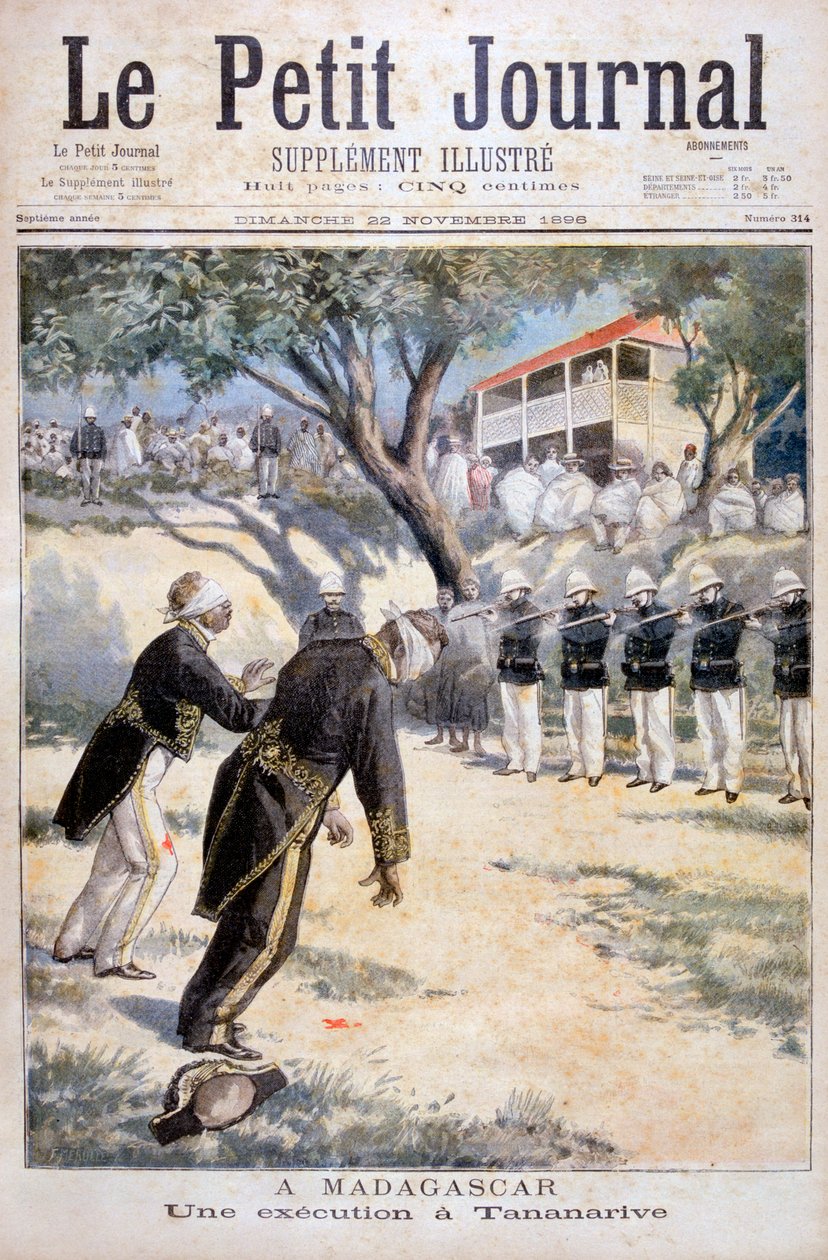 Execução por esquadrão de fuzilamento em Tananarive, Antananarivo, Madagascar, 1896 de Fortuné Méaulle