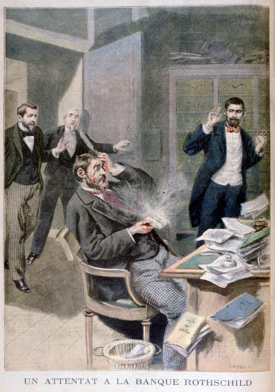 Explosão de uma bomba de cartas enviada ao Barão Alphonse de Rothschild, 1895 de Fortuné Méaulle