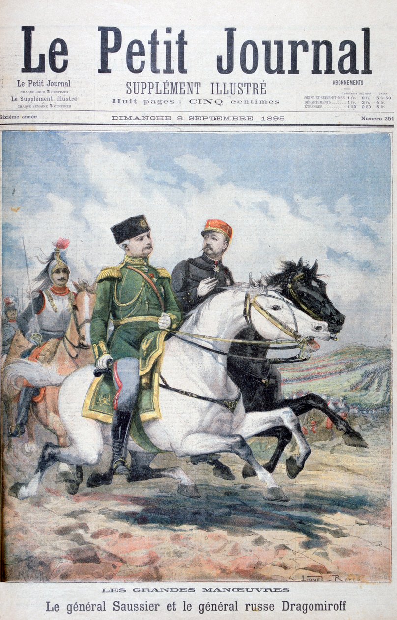 General francês Saussier e russo General Dragomirov, 1895 de Fortuné Méaulle