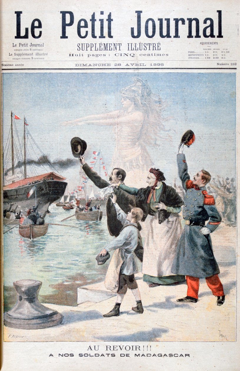 Adeus !!, soldados franceses a caminho de Madagascar, 1895 de Fortuné Méaulle