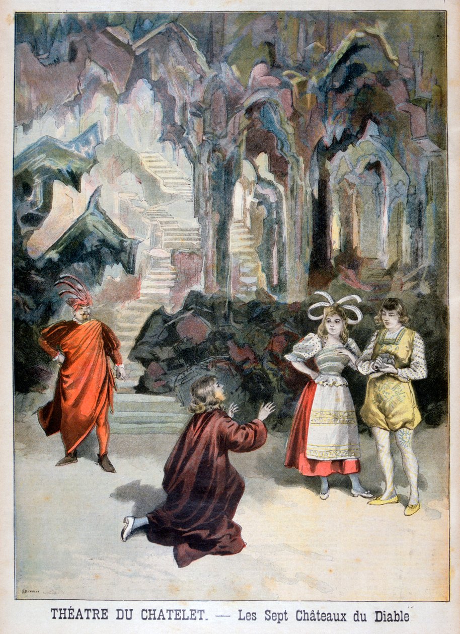 Performance de Les Sept Chateaux du Diable, Teatro du Chatelet, Paris, 1896 de Fortuné Méaulle