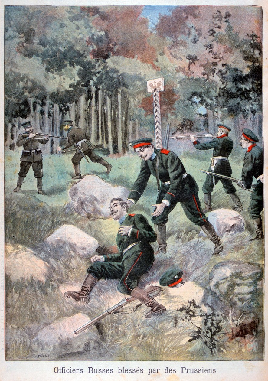 Oficial russo ferido pelos prussianos, fronteira russa, 1898 de Fortuné Méaulle