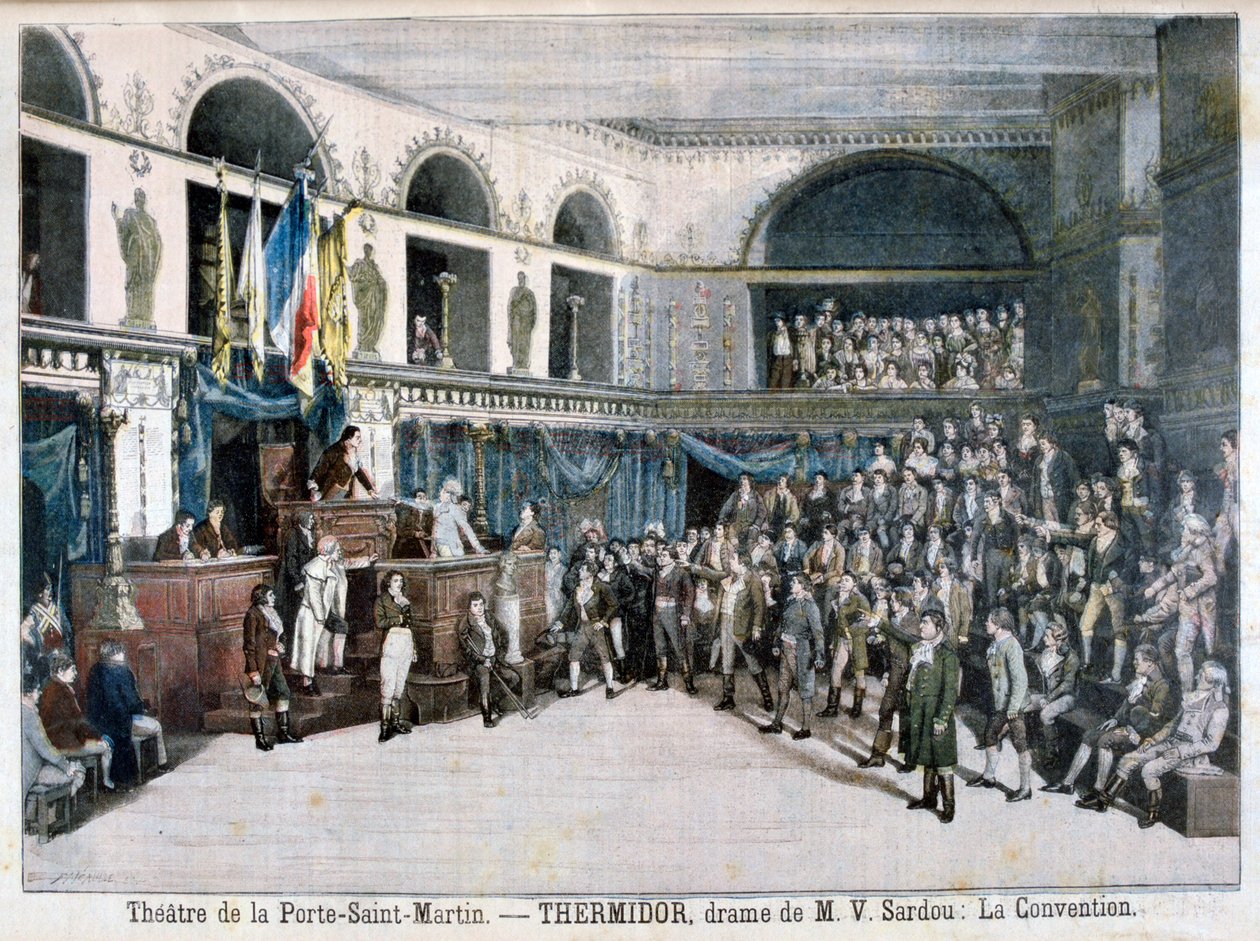 A Convenção, cena de Thermidor, no Teatro da Porta Saint-Martin, Paris, 1896 de Fortuné Méaulle