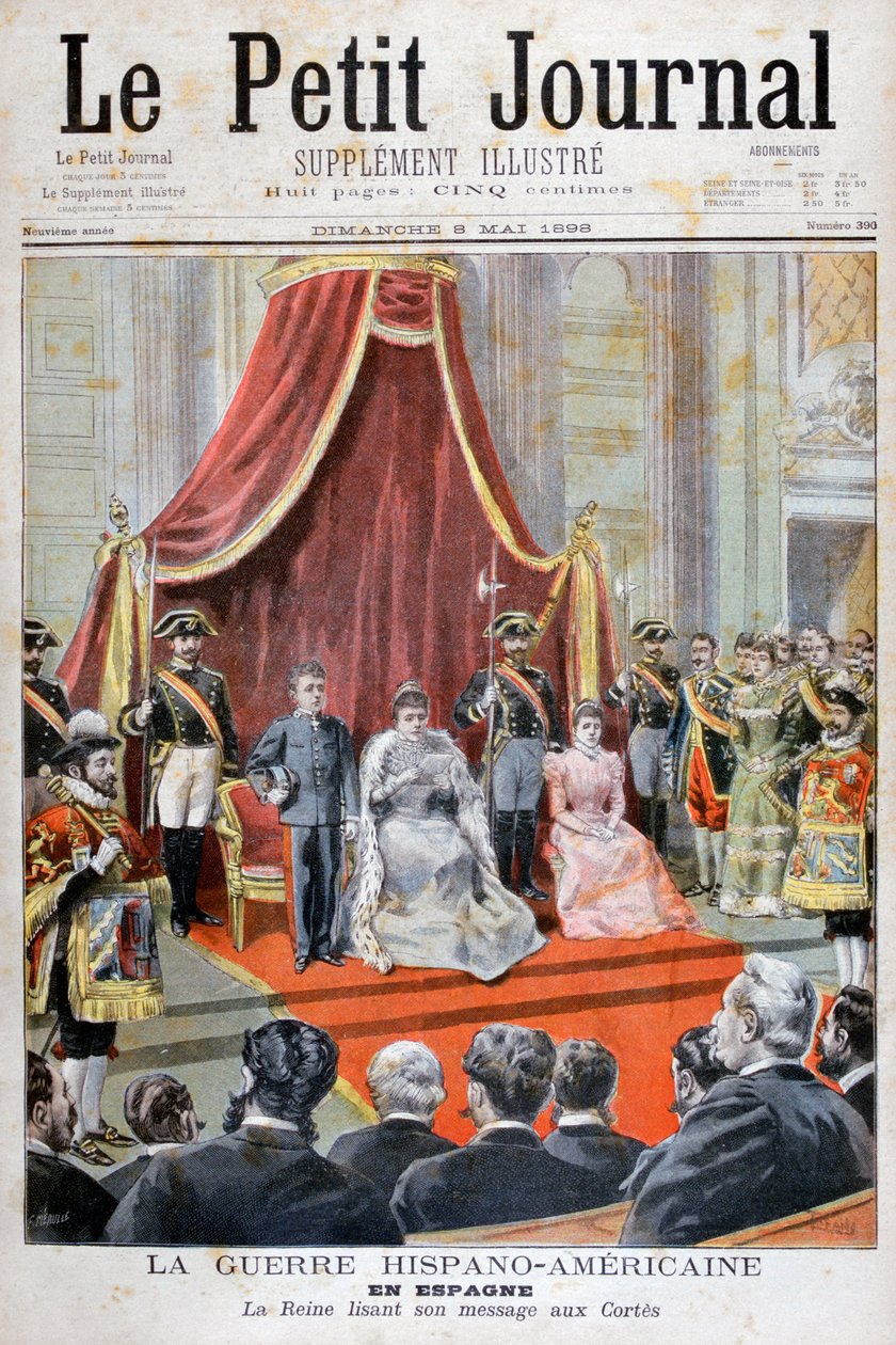 A Rainha Espanhola dando um discurso, Guerra Hispano-Americana, 1898 de Fortuné Méaulle