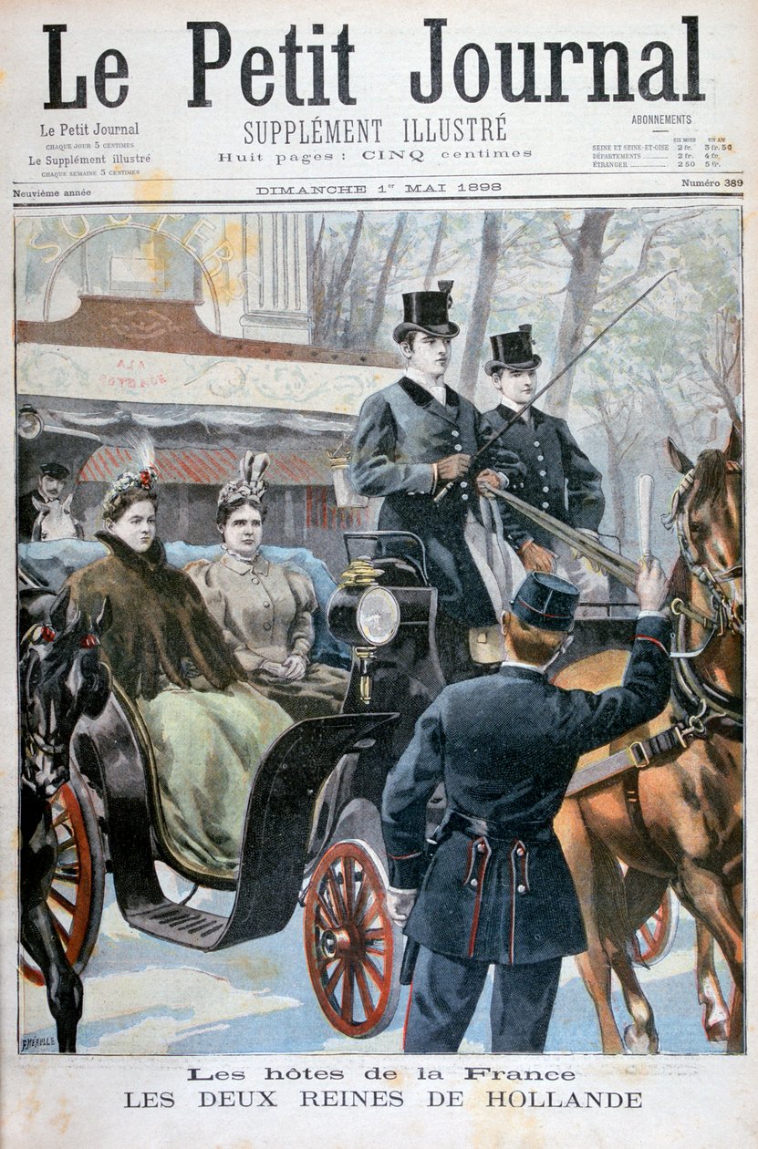 As duas rainhas da Holanda visitando Paris, França, 1898 de Fortuné Méaulle