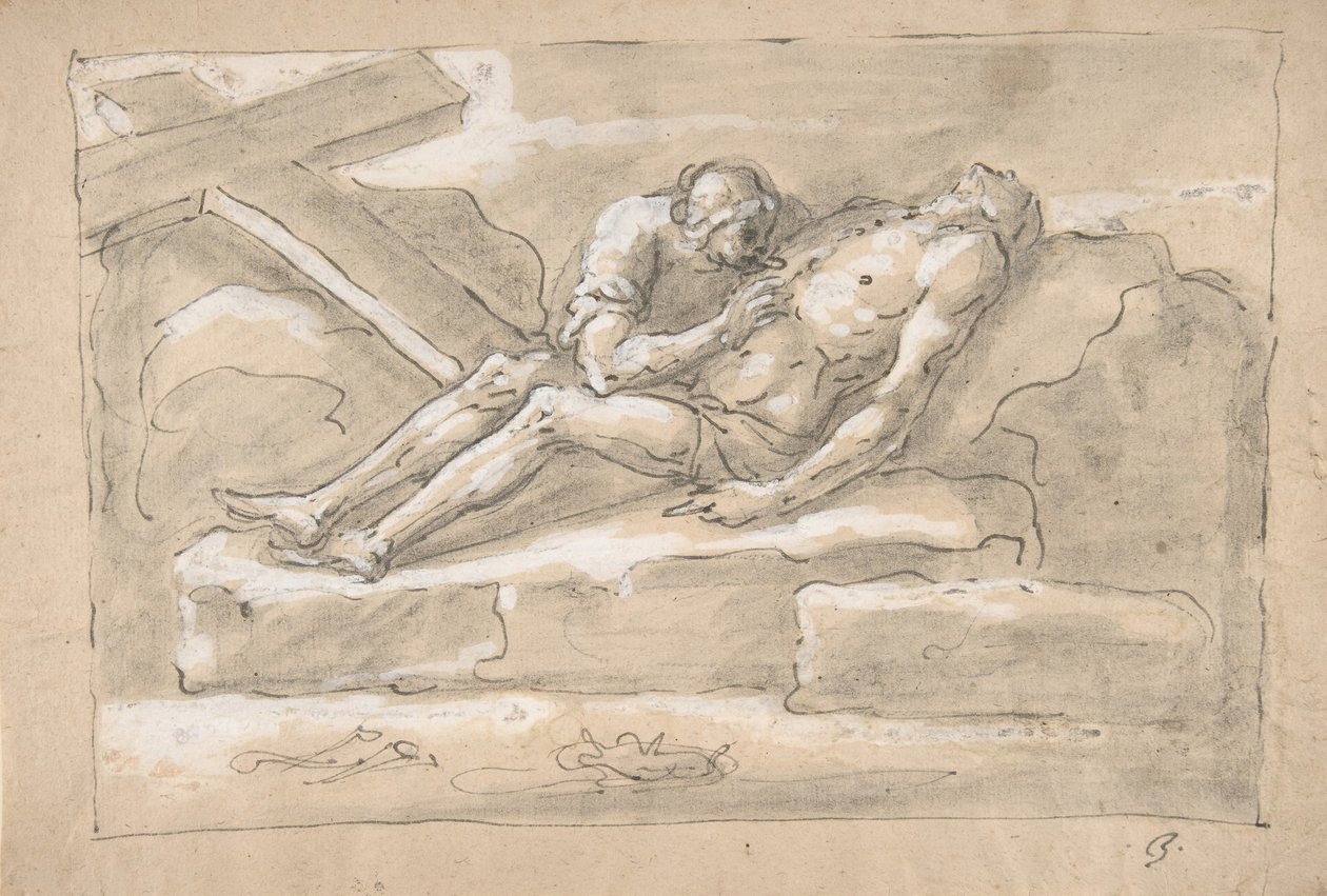 O Cristo morto lamentado pela Madalena que venera sua ferida lateral., 1787-1863. de Fortunato Duranti