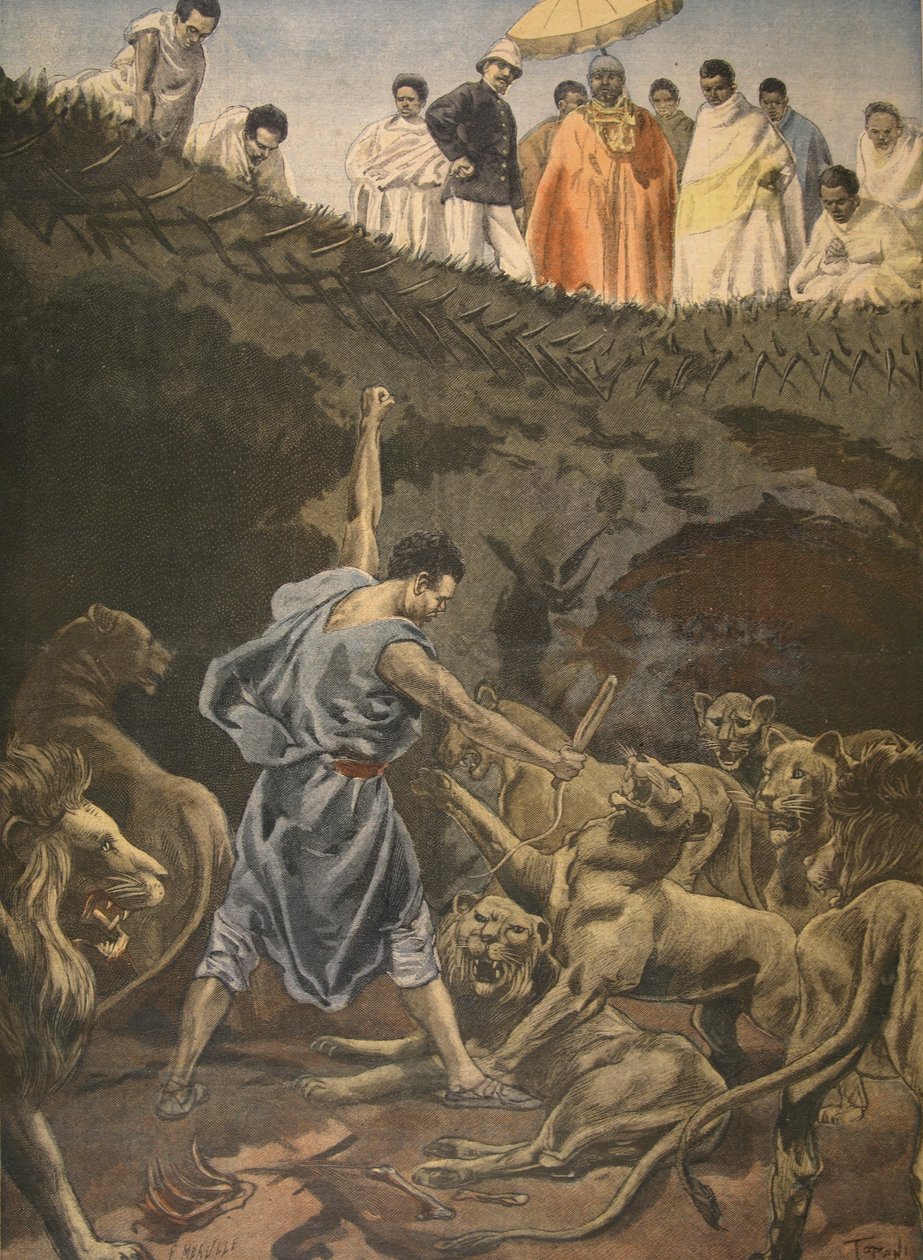 Um presente de Menelick, ilustração de &39;Le Petit Journal: Suplemento illustre&39;, 10 de julho de 1898 de Fortune Louis Meaulle