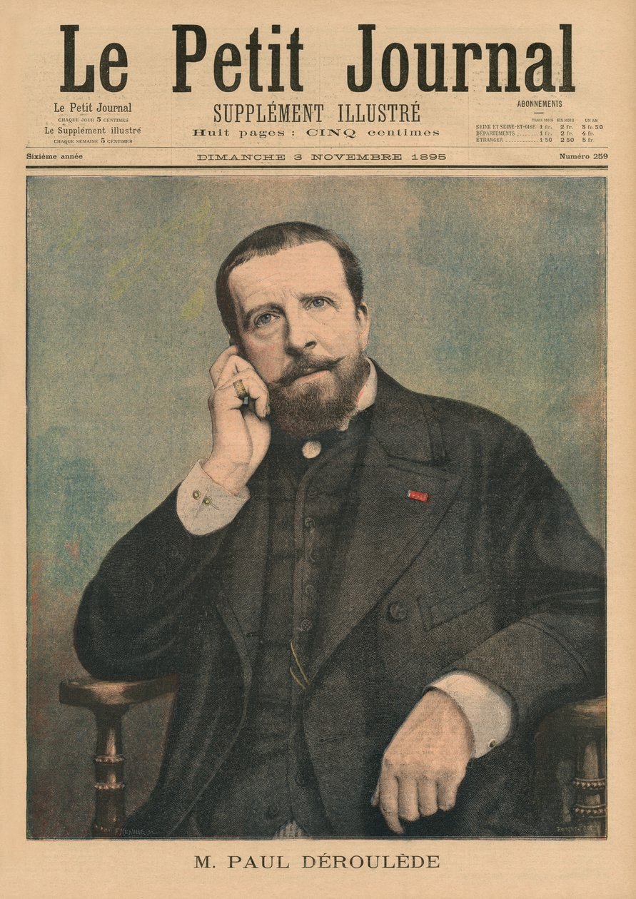 Paul Deroulede, ilustração da capa do &39;Le Petit Journal&39;, suplemento ilustrativo, 3 de novembro de 1895 de Fortune Louis Meaulle