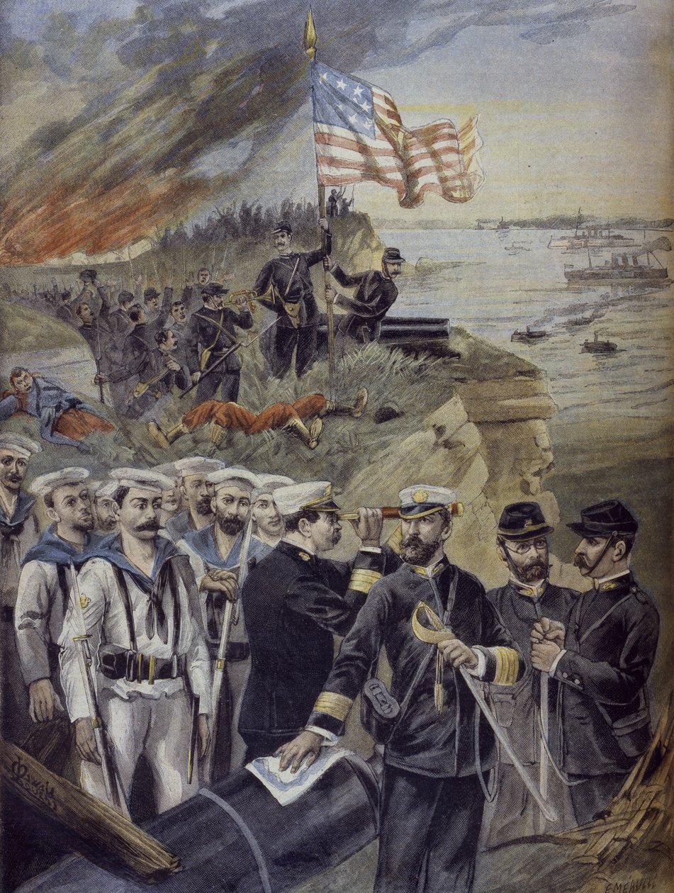 Guerra hispano-americana, desembarque em Guantánamo, Cuba, ilustração de &39;Le Petit Journal&39;, suplemento ilustrativo, 3 de julho de 1898 de Fortune Louis Meaulle