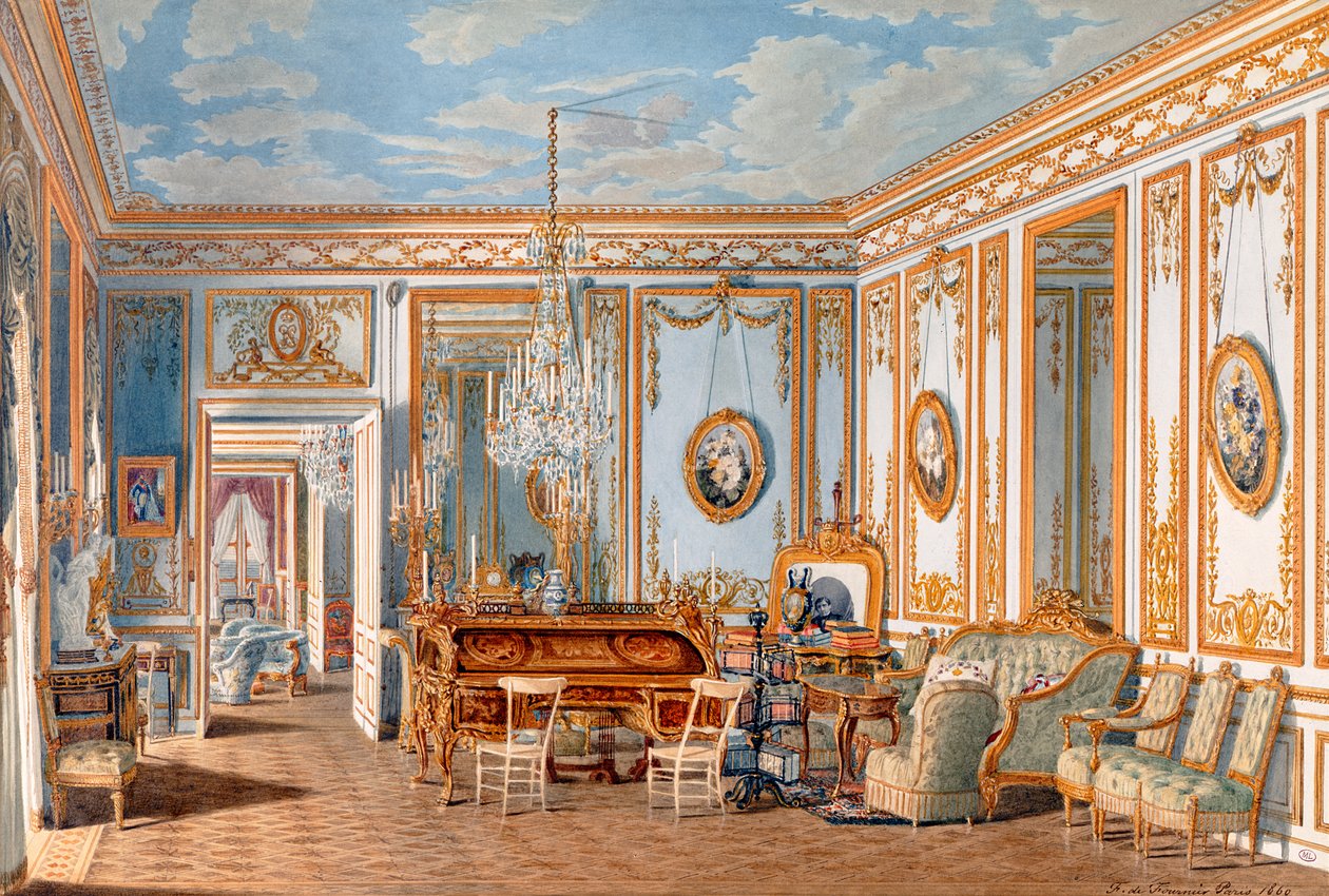 O estudo da imperatriz Eugenie em Saint-Cloud, 1860 de Fortune de Fournier