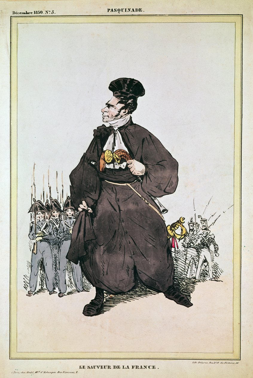 Caricatura do Barão Pasquier como Salvador da França, 1830 de Fortune Delarue