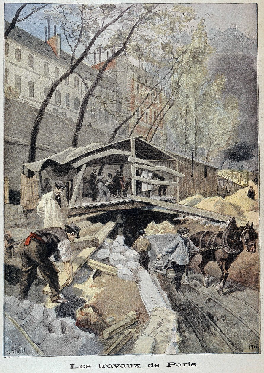 Canteiro de obras em Paris - no "Le petit journal" de 14/05/1899 de Fortune Louis Meaulle