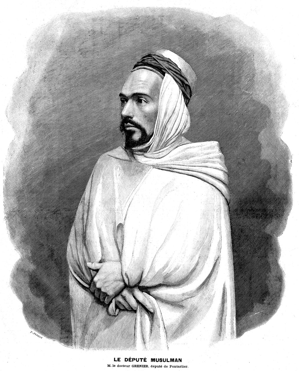 Gravura de Meaulle a partir de um retrato fotográfico de Guillard na "capa" do Journal Illustrous N¡ 3 de 17 de janeiro de Fortune Louis Meaulle
