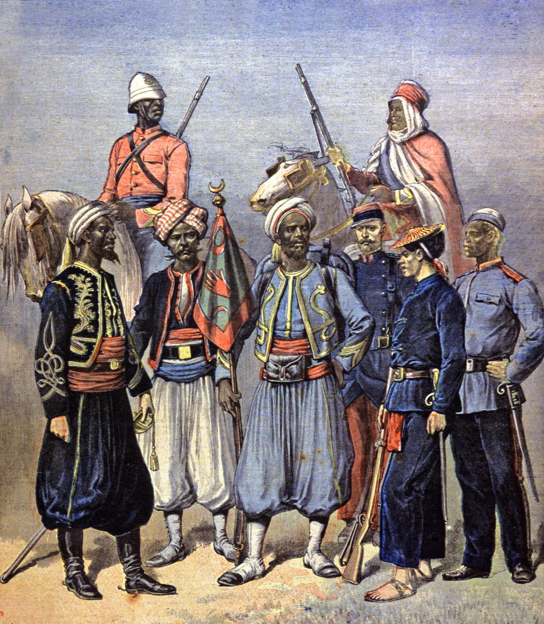 Soldados do exército colonial francês de Fortune Louis Meaulle