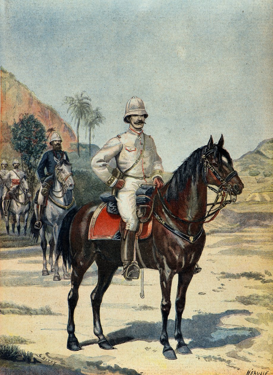 General Joseph Gallieni em Madagáscar em 1899 (Gravura) de Fortune Louis Meaulle