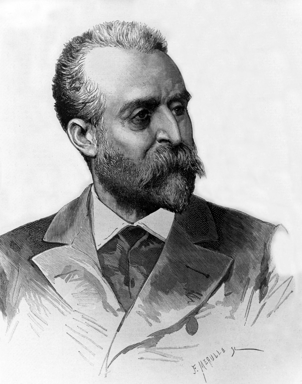 Jaume Ferran i Clua (1851-1929) médico espanhol que tratou a cólera em Madrid em 1885, gravura de Meaulle de Fortune Louis Meaulle