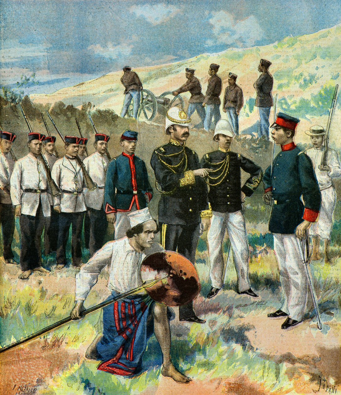O exército Hova em Madagáscar, 1895 (Ilustração) de Fortune Louis Meaulle
