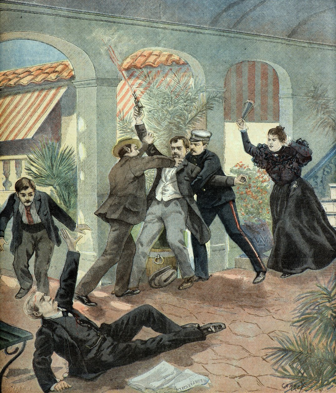 Assassinato de Antonio Canovas del Castillo pelo anarquista Michele Angiolillo de Fortune Louis Meaulle