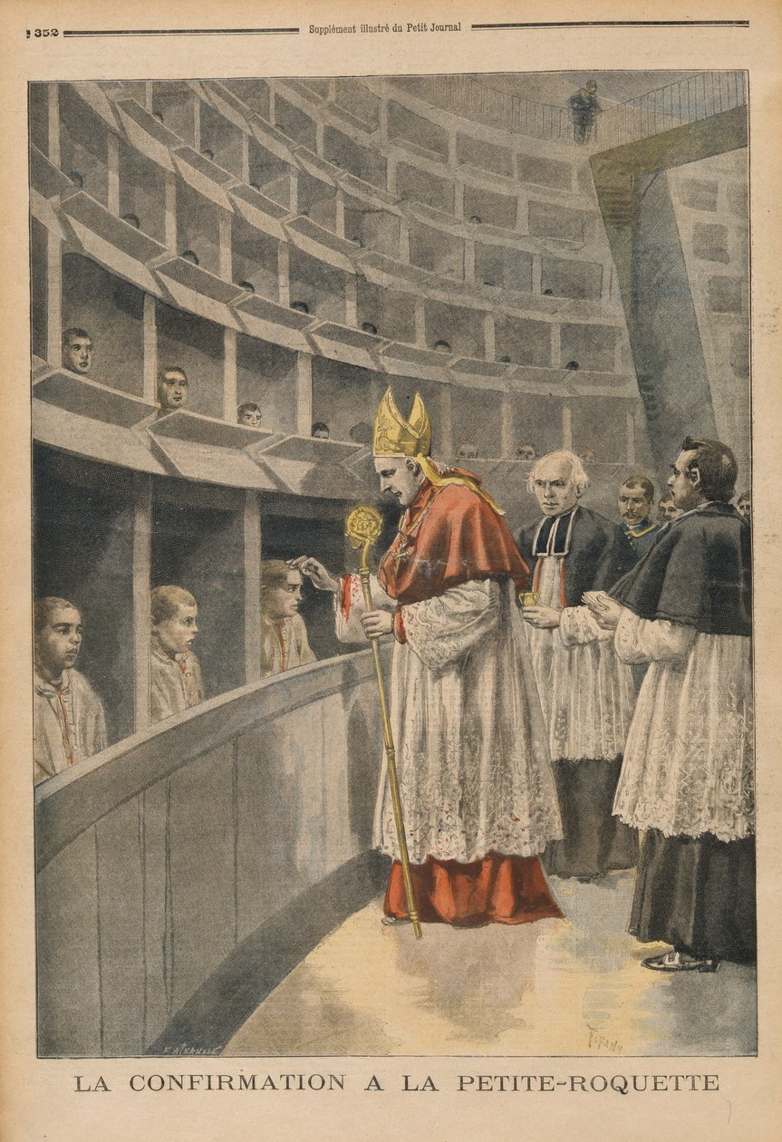 Confirmação religiosa na prisão de La Petite Roquette, do Le Petit Journal, 1º de novembro de 1896 de Fortune Louis Meaulle