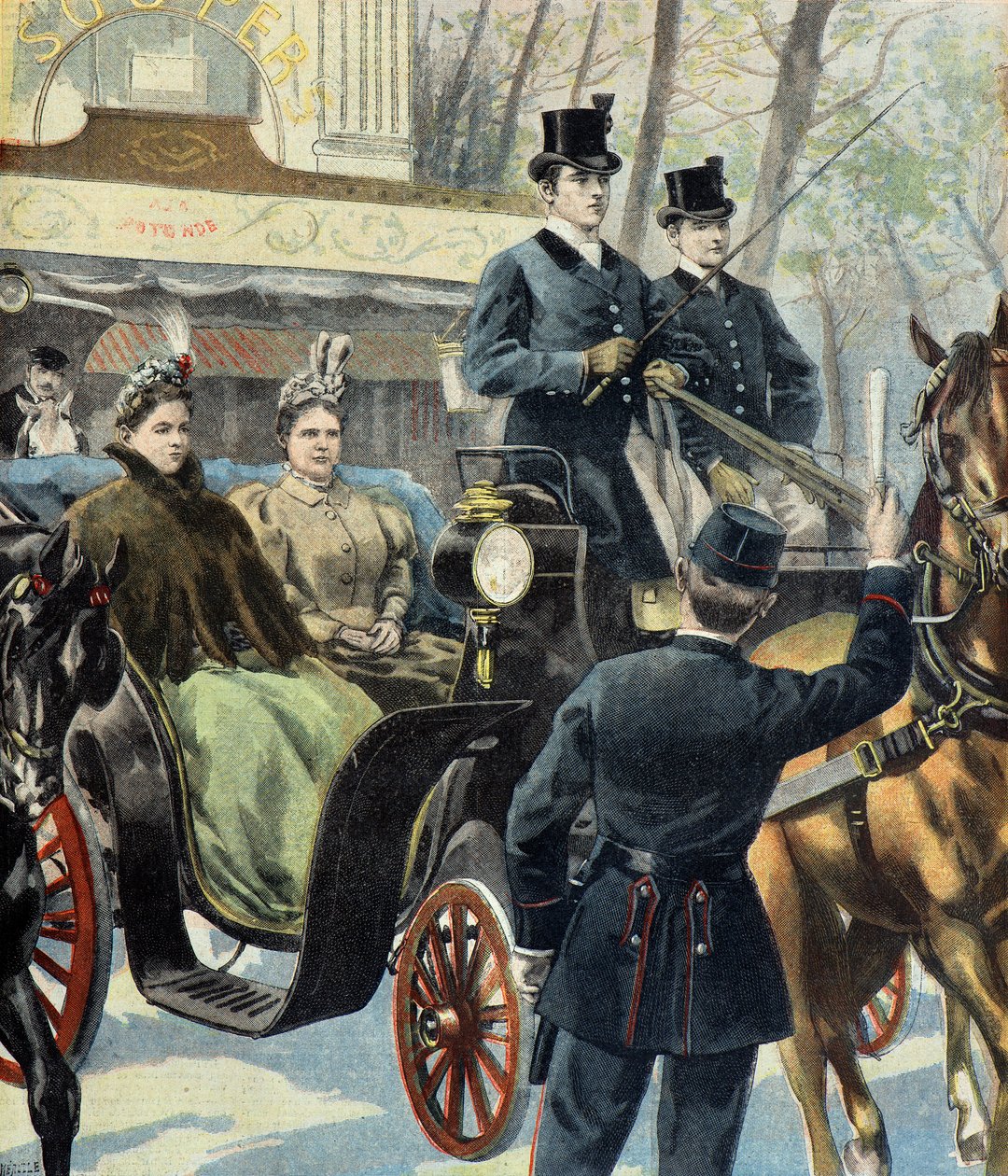 A regente holandesa Emma de Waldeck Pyrmont e a futura rainha Wilhelmine, Paris de Fortune Louis Meaulle