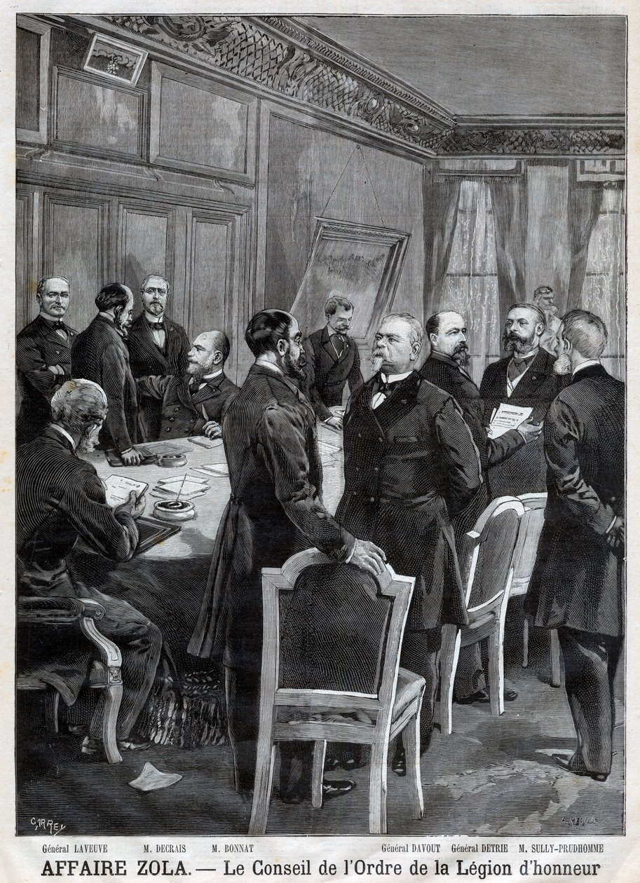 O conselho da Ordem Nacional da Legião de Honra durante o caso Dreyfus, em Engraving de F. Meaulle depois de Garrey. "Le Petit Journal", 24 de Abril. de Fortune Louis Meaulle