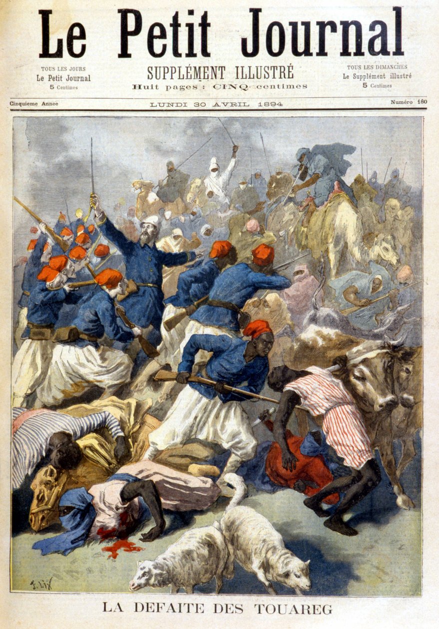 A derrota dos Tuaregues - no "Le Petite Journal" de 30/04/1894 de Fortune Louis Meaulle