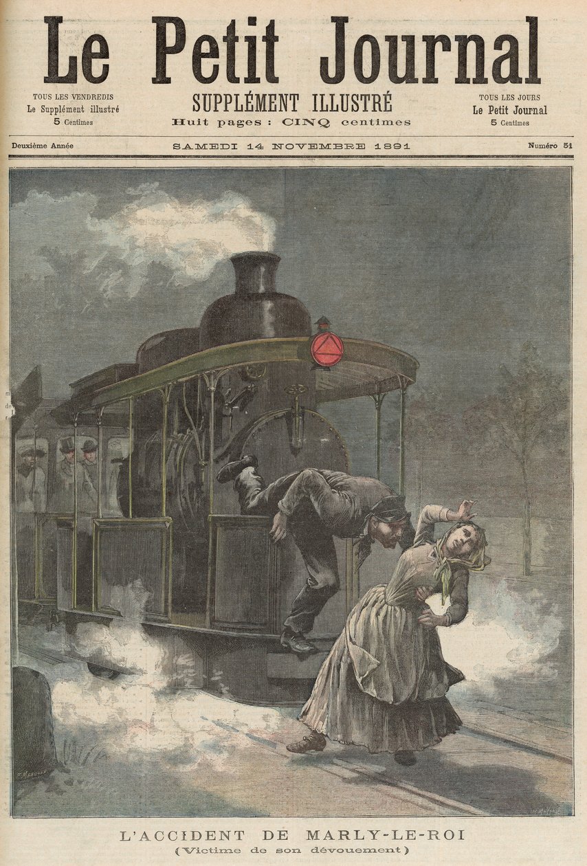 Um Acidente em Marly-le-Roi: Vítima de sua Dedicação, de &39;Le Petit Journal&39;, 14 de novembro de 1891 de Fortune Louis Meaulle and Henri Meyer