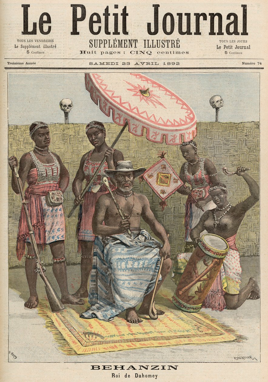 Behanzin (1844-1906) Rei do Daomé, de &39;Le Petit Journal&39;, 23 de abril de 1892 de Fortune Louis Meaulle and Henri Meyer