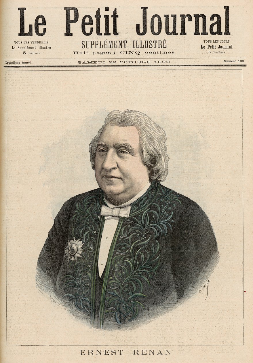 Ernest Renan, do &39;Le Petit Journal&39;, 22 de outubro de 1892 de Fortune Louis Meaulle and Henri Meyer