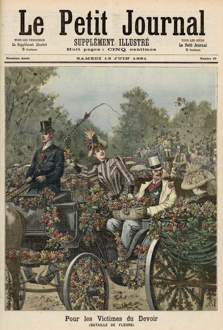 Para as vítimas do dever: A Batalha das Flores, de &39;Le Petit Journal&39;, 13 de junho de 1891 de Fortune Louis Meaulle and Henri Meyer