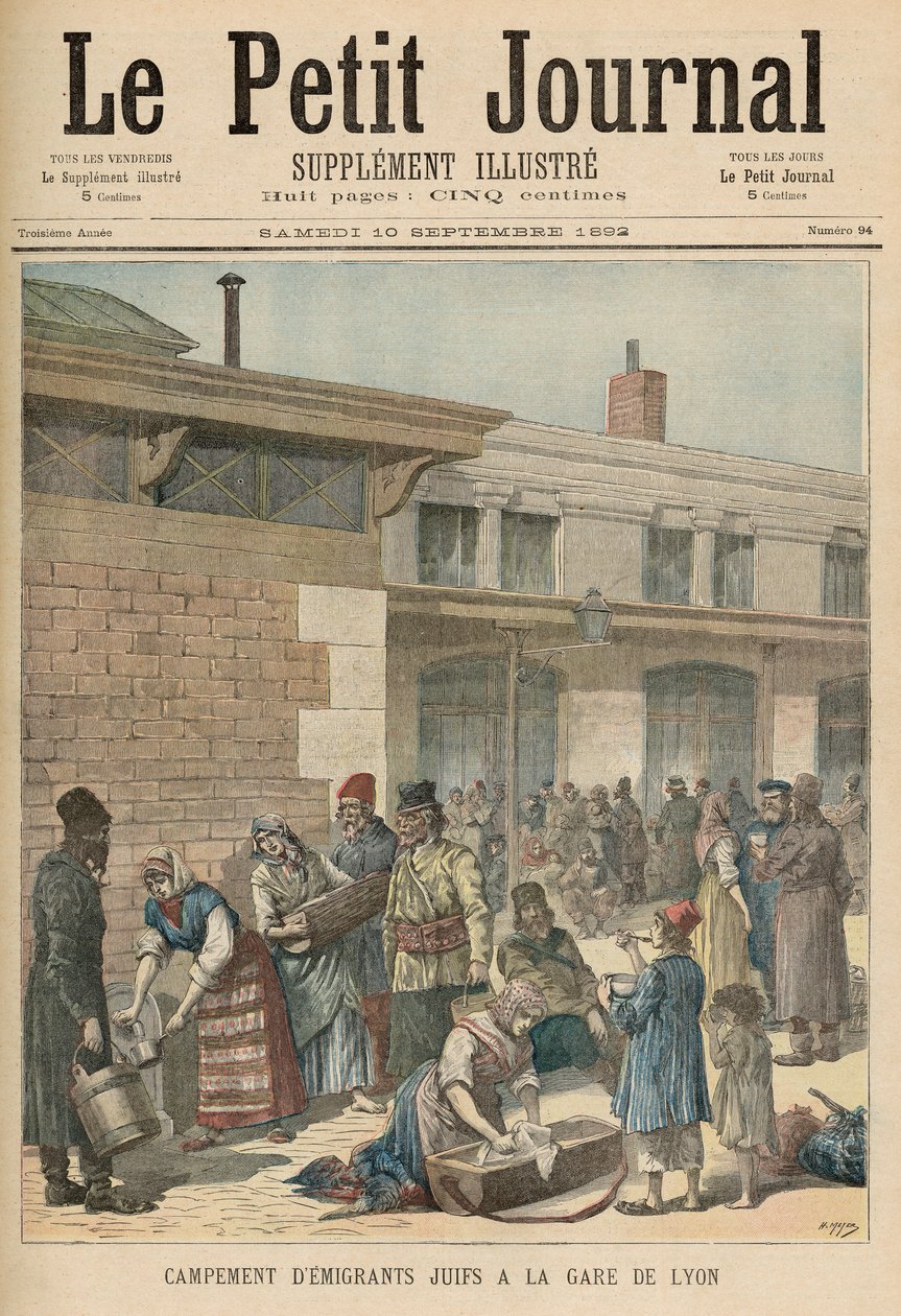 Campo de refugiados judeu na Gare de Lyon, de &39;Le Petit Journal&39;, suplemento ilustre, 10 de setembro de 1892 de Fortune Louis Meaulle and Henri Meyer