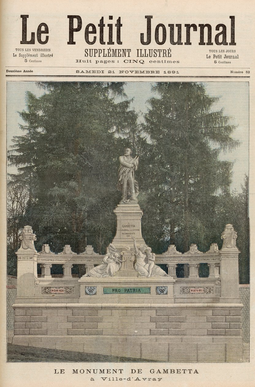 Monumento a Gambetta em Ville-d&39;Avray, de &39;Le Petit Journal&39;, 21 de novembro de 1891 de Fortune Louis Meaulle and Henri Meyer