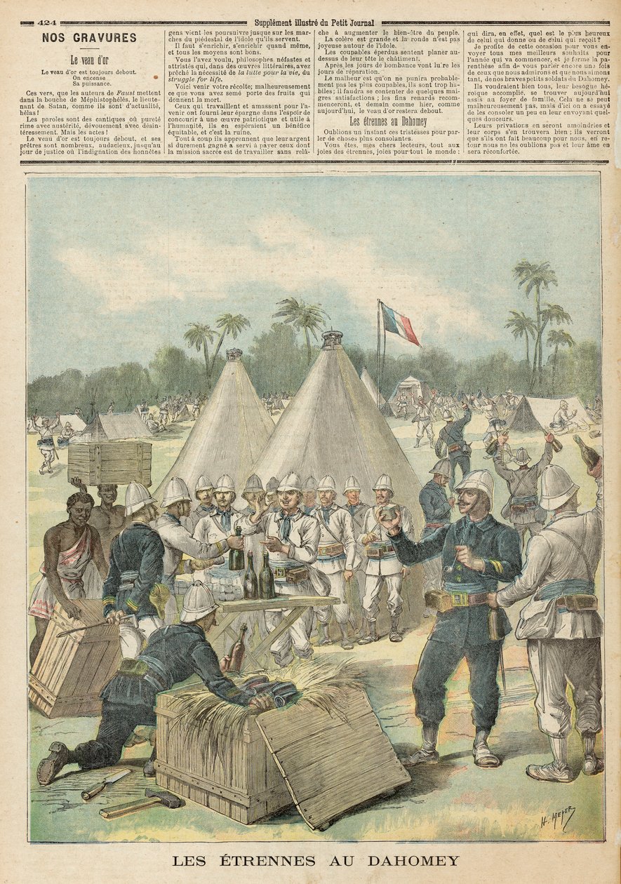 Caixas de Ano Novo em Dahomey, de &39;Le Petit Journal&39;, 31 de dezembro de 1892 de Fortune Louis Meaulle and Henri Meyer