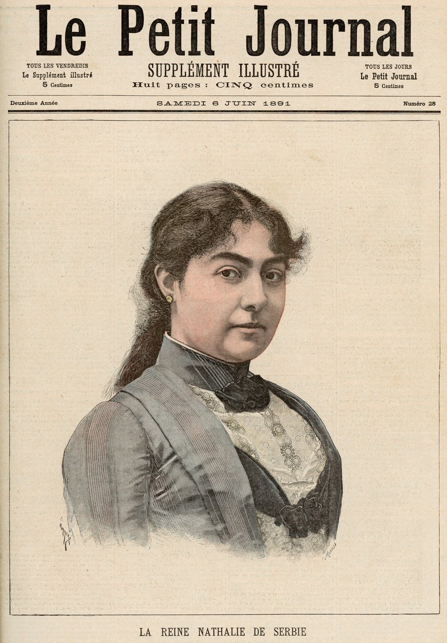 Rainha Natalija da Sérvia (1859-1941) de &39;Le Petit Journal&39;, 6 de junho de 1891 de Fortune Louis Meaulle and Henri Meyer